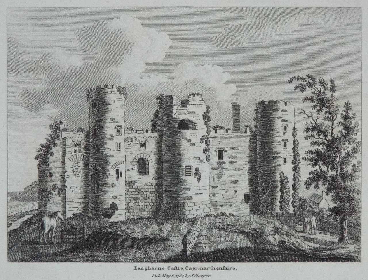 Print - Langharne Castle, Caermarthenshire.